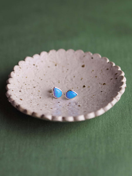 Blue Opal Teardrop Studs