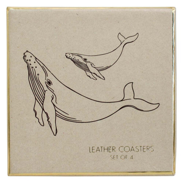 Leather Whale Coasters Set of 4