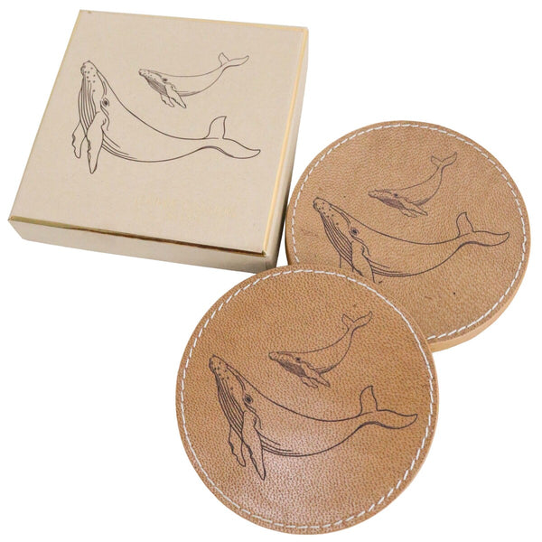 Leather Whale Coasters Set of 4