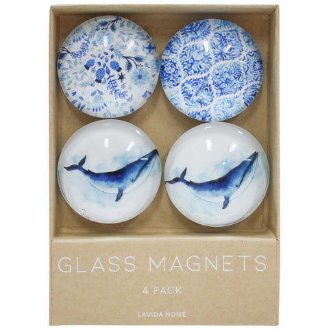 Whale Large Glass Magnet Set