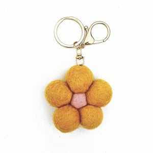 Felt Flower Keychain | Yellow