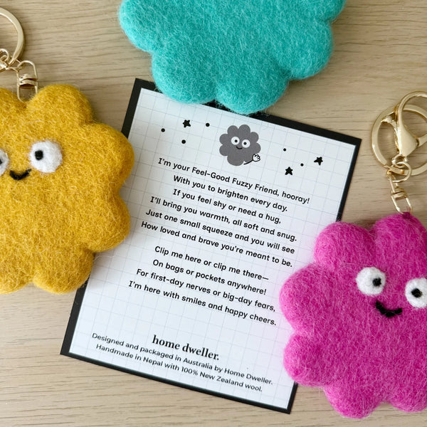 Hope Feel Good Fuzzy Friend Bag Keychain