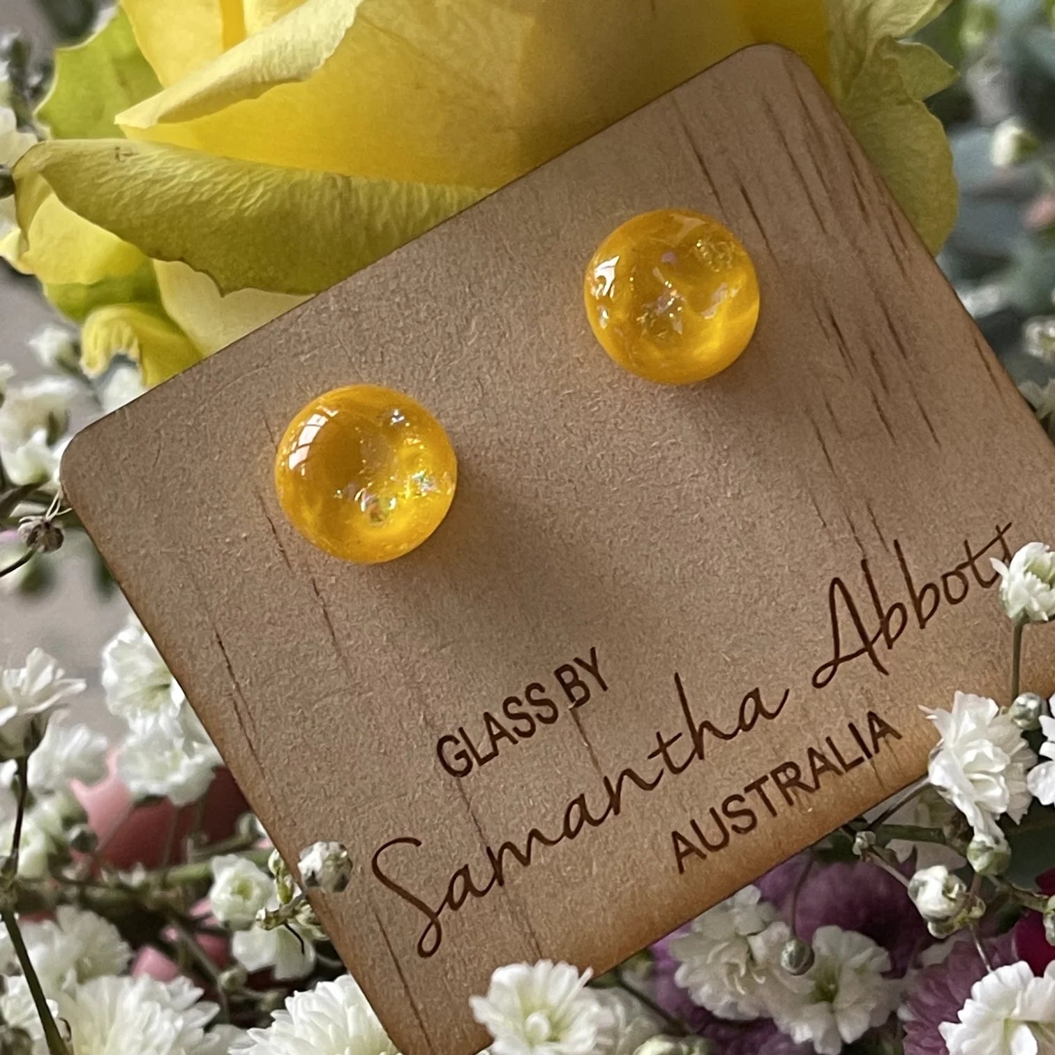 Yellow Glimmer Earrings| Samantha Abbott Glass