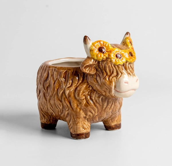 Highland Sunflower Cow Pot