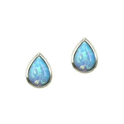 Blue Opal Teardrop Studs