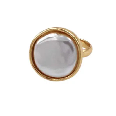 Gold Pearl Face Ring