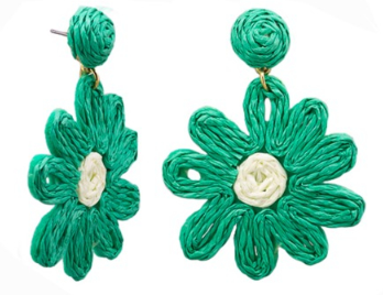 Green Raffia Daisy Earrings | Tiger Tree