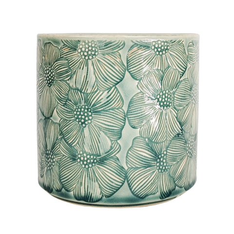 Etched Flower Pot | Turquoise