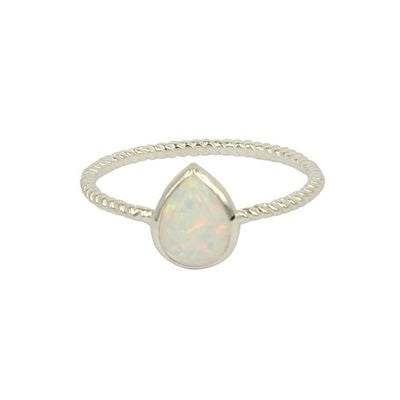 Opal Teardrop Ring | White