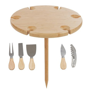 Beau Bamboo Round Picnic Table 6 Piece Set