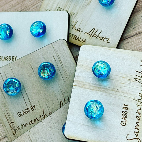 Luminous Blue Glass Studs | Samantha Abbott