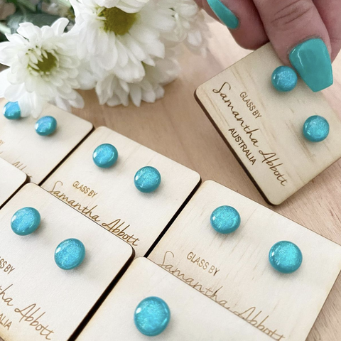 Turquoise Shimmer Glass Studs | Samantha Abbott