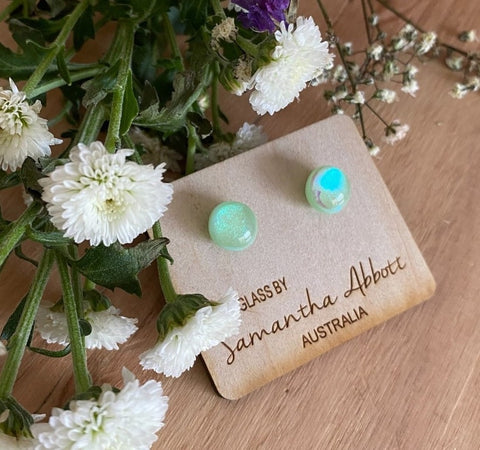 Mint Shimmer Earrings | Samantha Abbott Glass