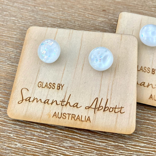 Pearly White Glass Studs | Samantha Abbott