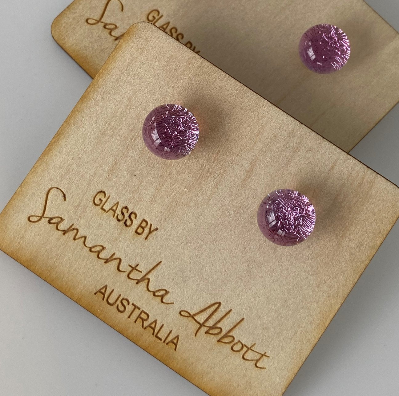 Purple Crystal Glass Studs | Samantha Abbott