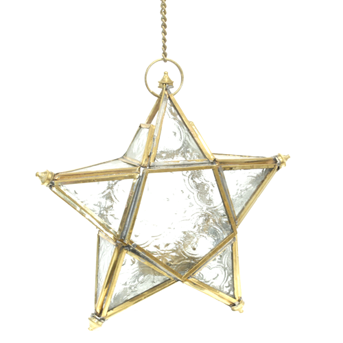 Glass Star Hanging Lantern | Clear