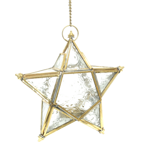 Glass Star Hanging Lantern | Clear