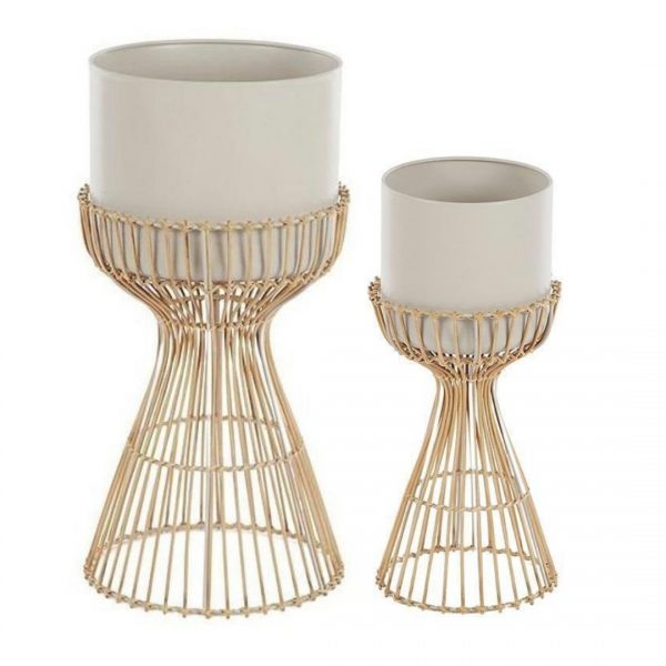 Wylda Metal & Rattan Plant Stands