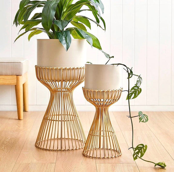 Wylda Metal & Rattan Plant Stands