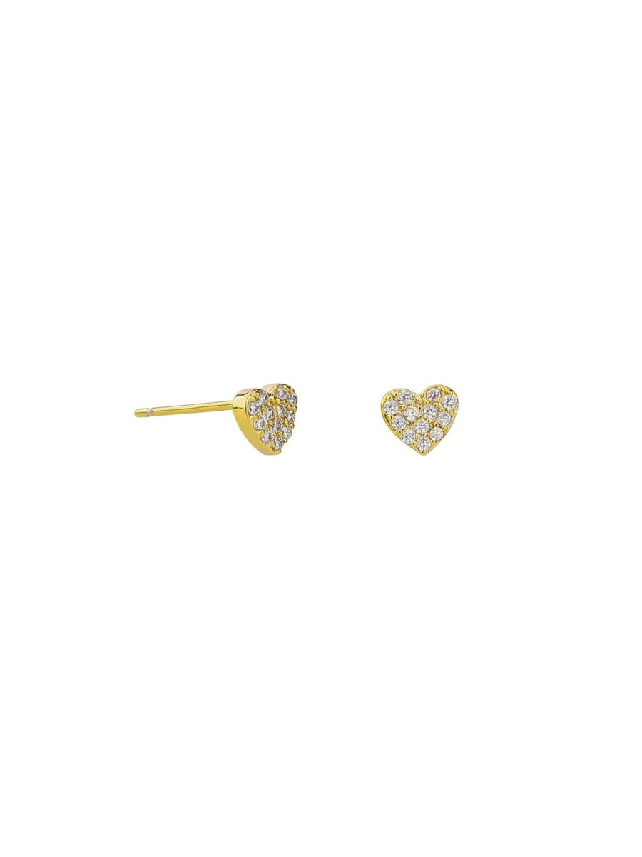 Gold Crystal Heart Studs | Tiger Tree
