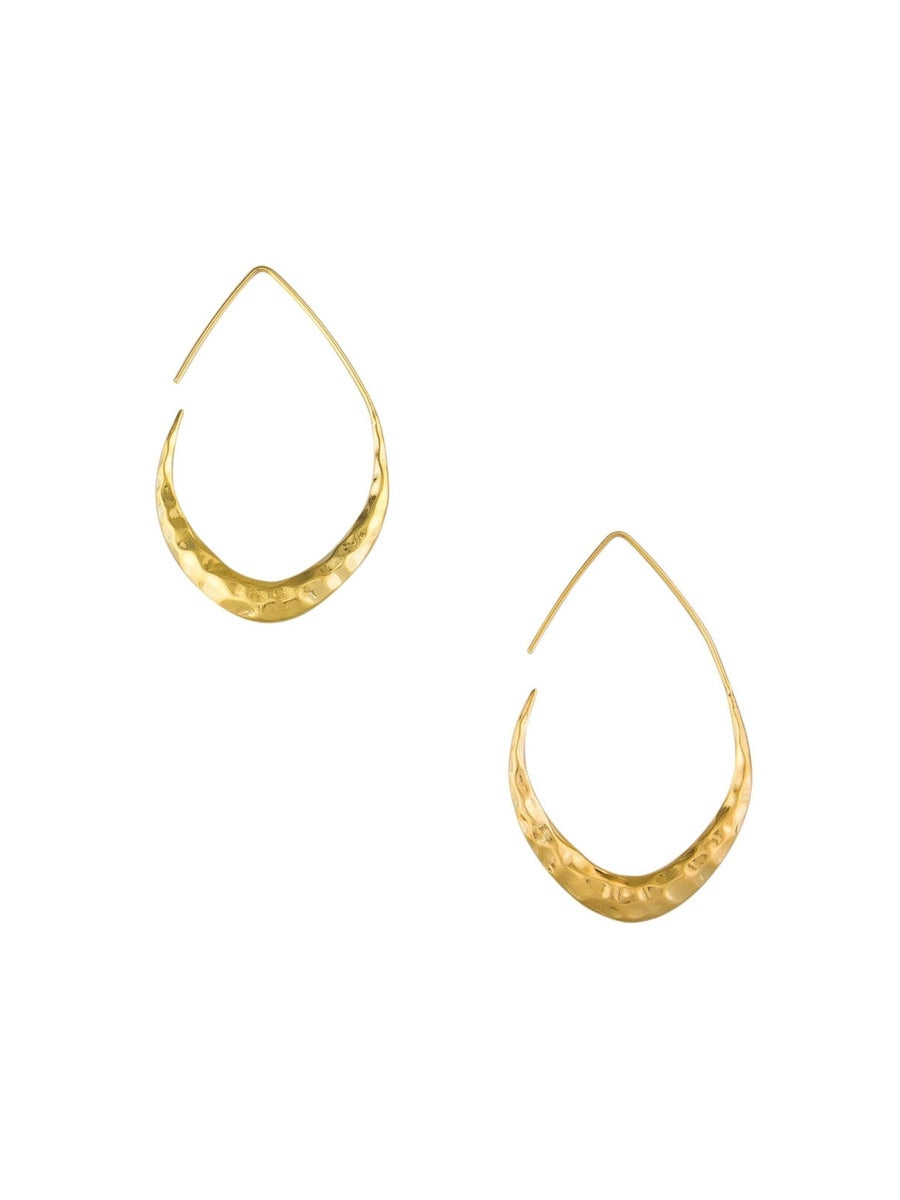 Gold Hammered Moon Hoops | Tiger Tree