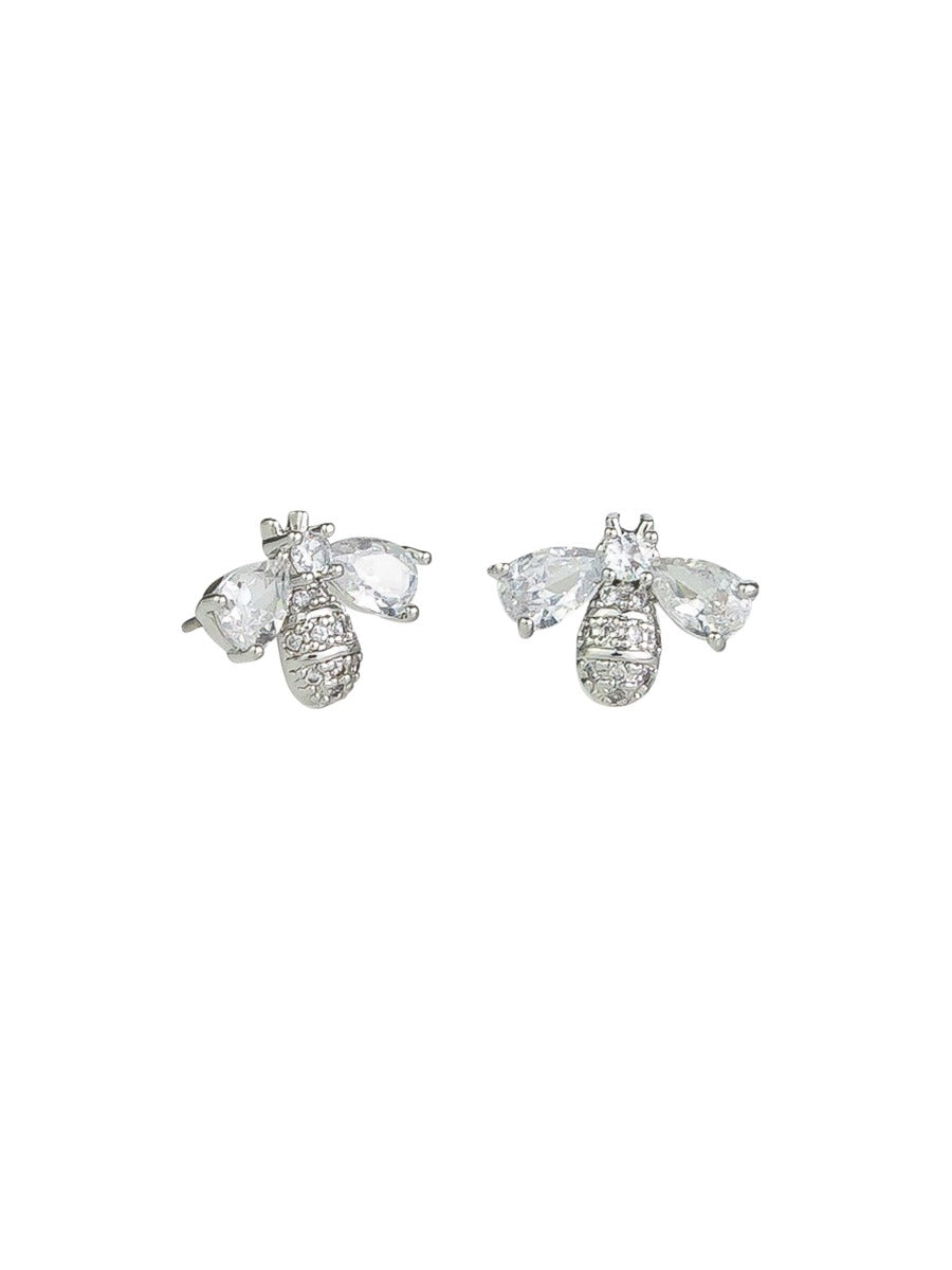 Silver Crystal Bee Studs | Tiger Tree
