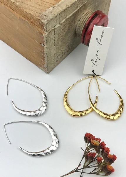 Silver Hammered Moon Hoops | Tiger Tree