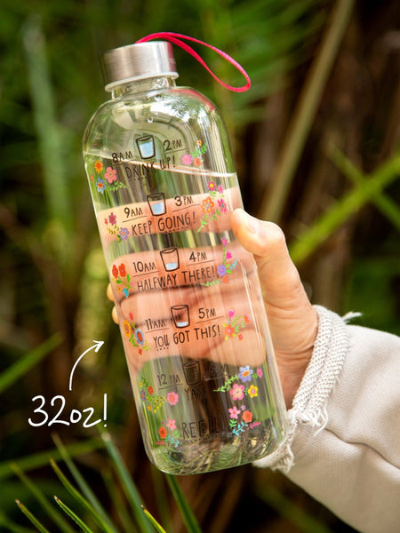Motivational Glass Water Bottle