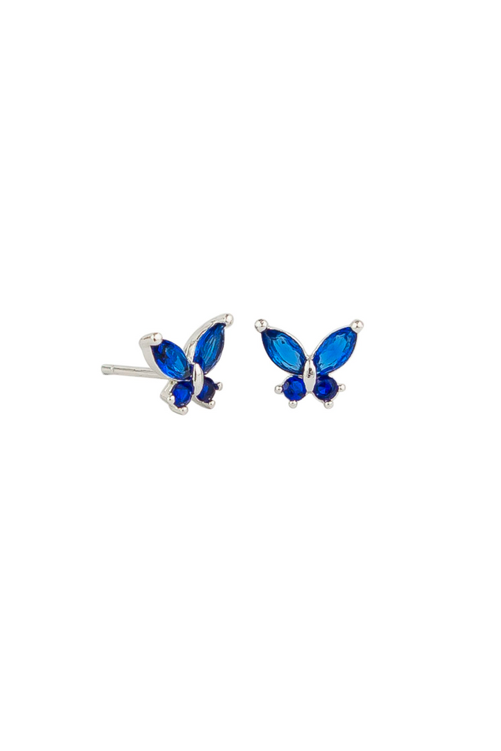 Sapphire Blue Crystal Butterfly Studs | Tiger Tree