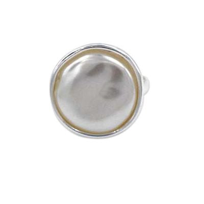 Silver Pearl Face Ring